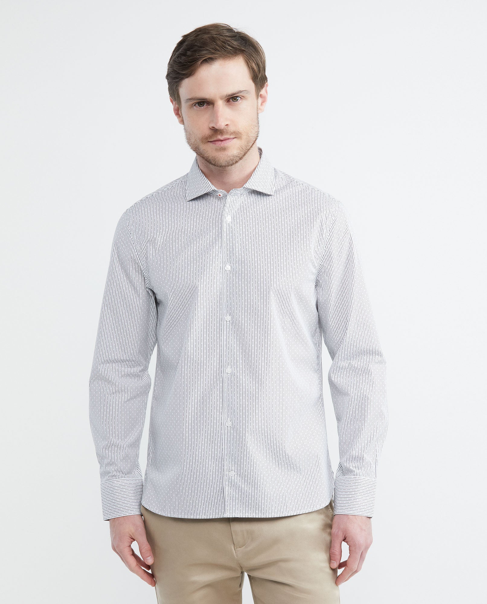 Men's Long Sleeve Striped Shirt Dobby Comfort Coolmax 612E024 - 1