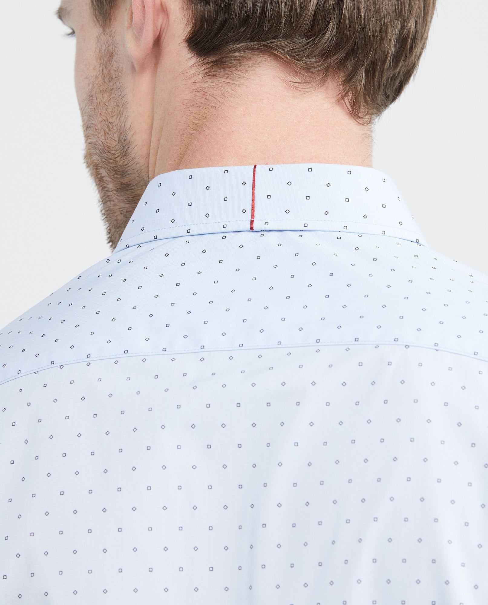 Men's Premium Shirt, Slim Fit Long Sleeve - Mini Print Coolmax + Wrinkle Free - Blue - 3