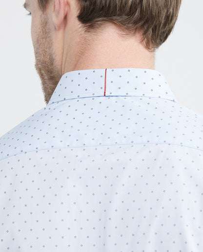 Men's Premium Shirt, Slim Fit Long Sleeve - Mini Print Coolmax + Wrinkle Free - Blue - 3