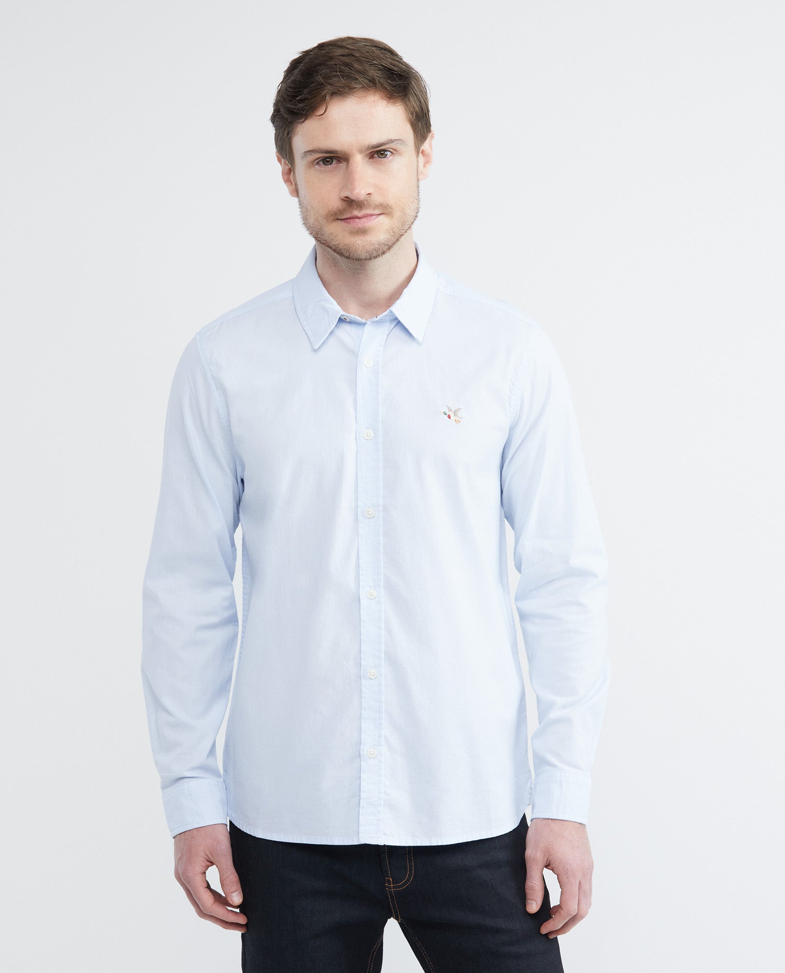 Men's Shirt, Slim Fit Long Sleeve - Oxford - Blue - 1