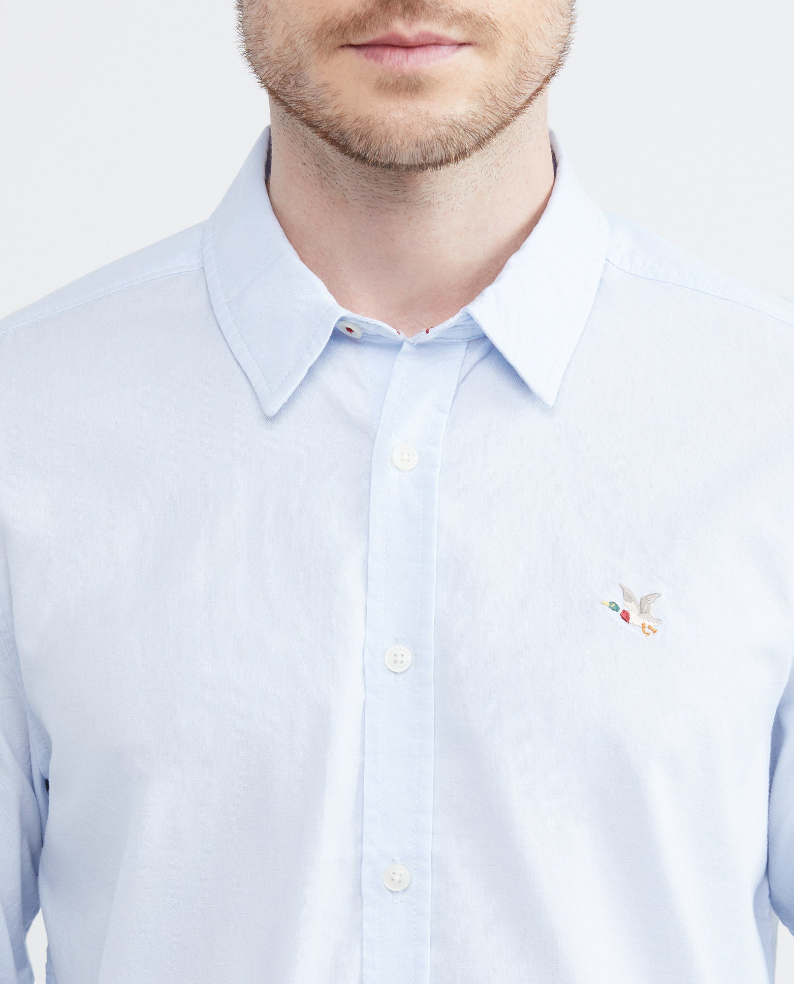 Men's Shirt, Slim Fit Long Sleeve - Oxford - Blue - 3