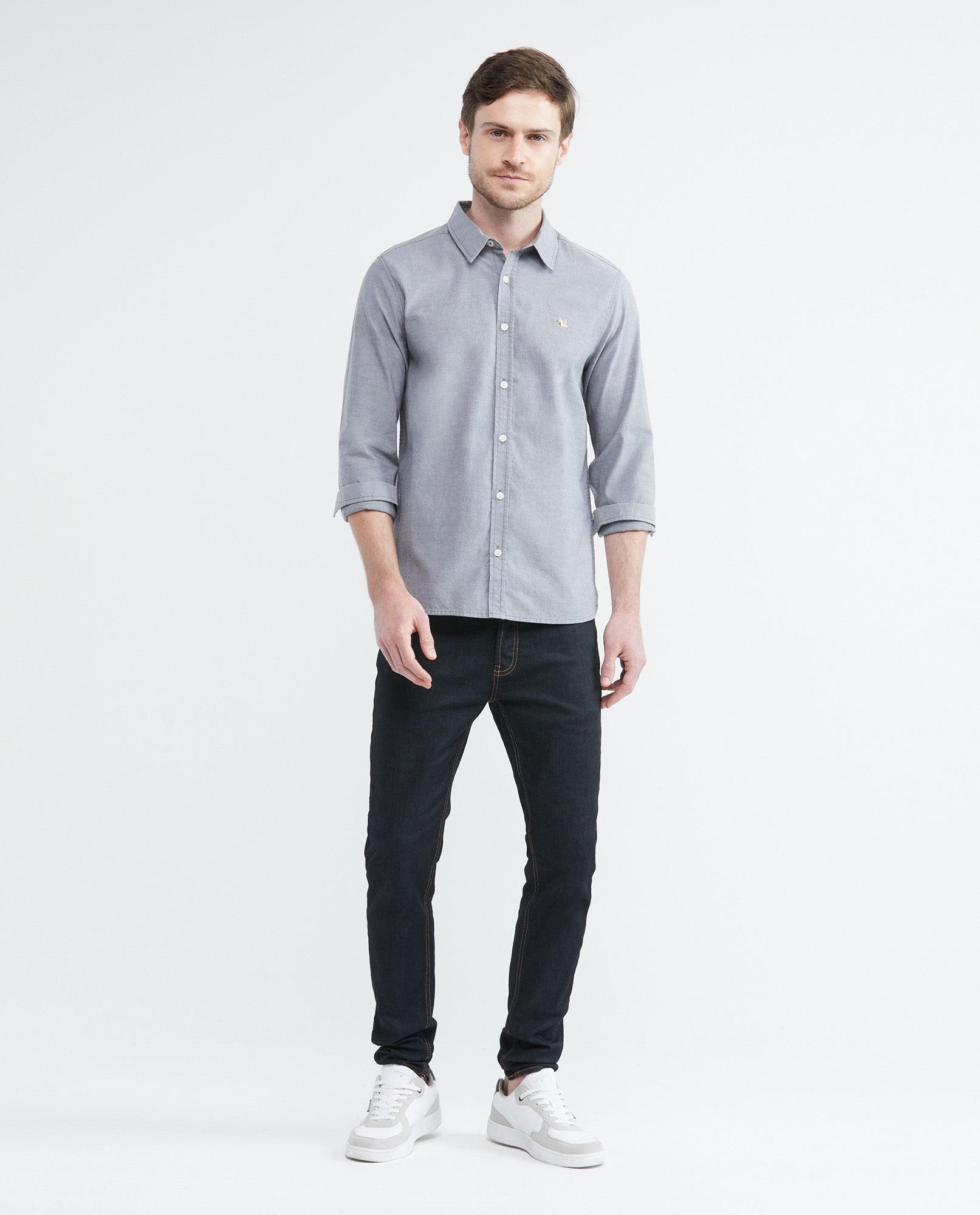 Men's Long Sleeve Slim Fit Shirt Duck Embroidery in Cotton 612E027 - 2