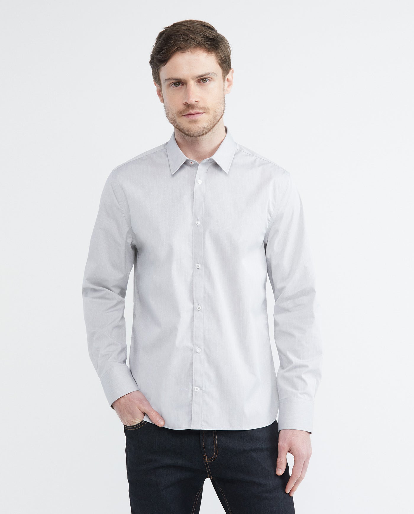 Men's Long Sleeve Mini Check Shirt Dobby Comfort Coolmax 612E030 - 1
