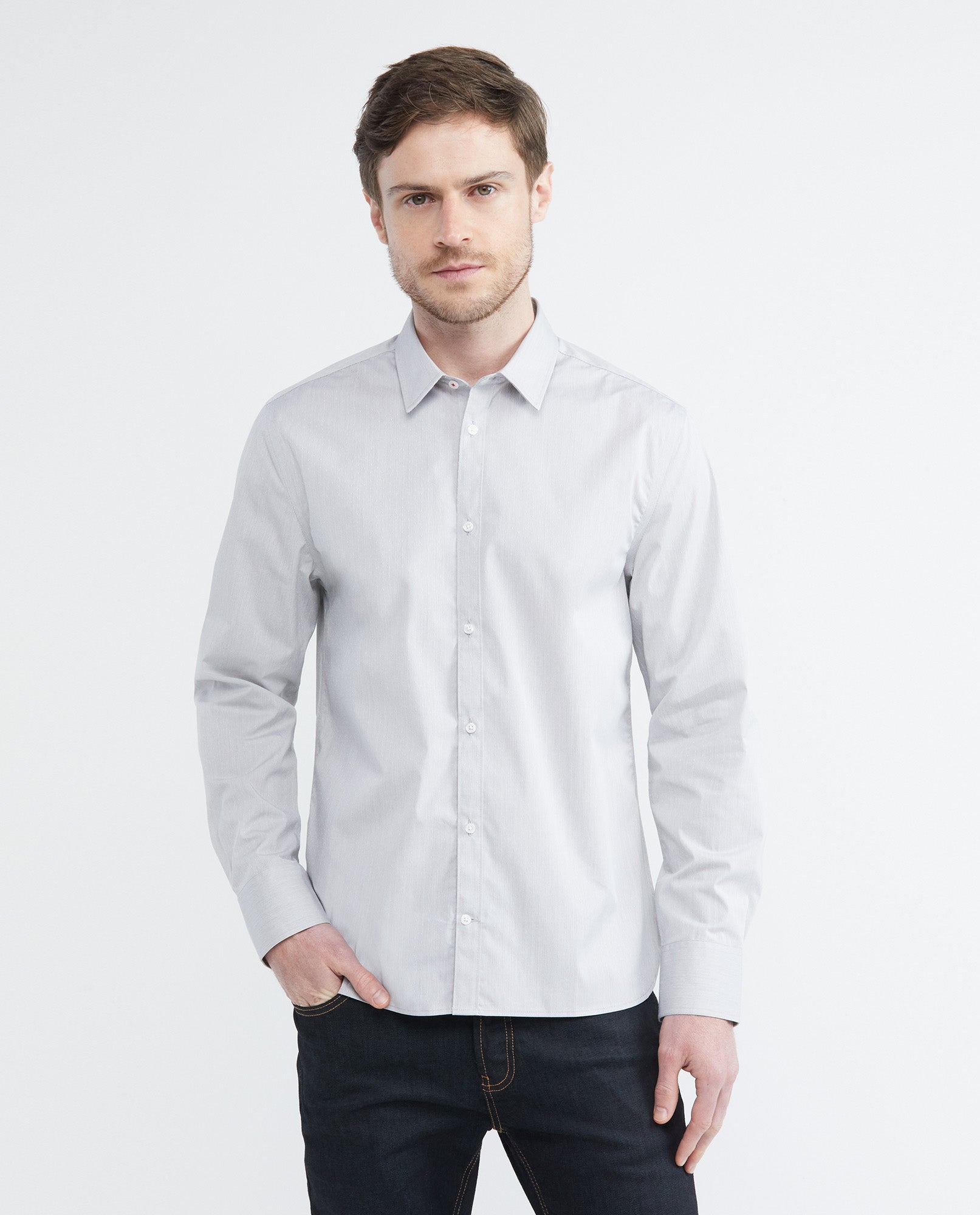 Men's Long Sleeve Mini Check Shirt Dobby Comfort Coolmax 612E030 - 1