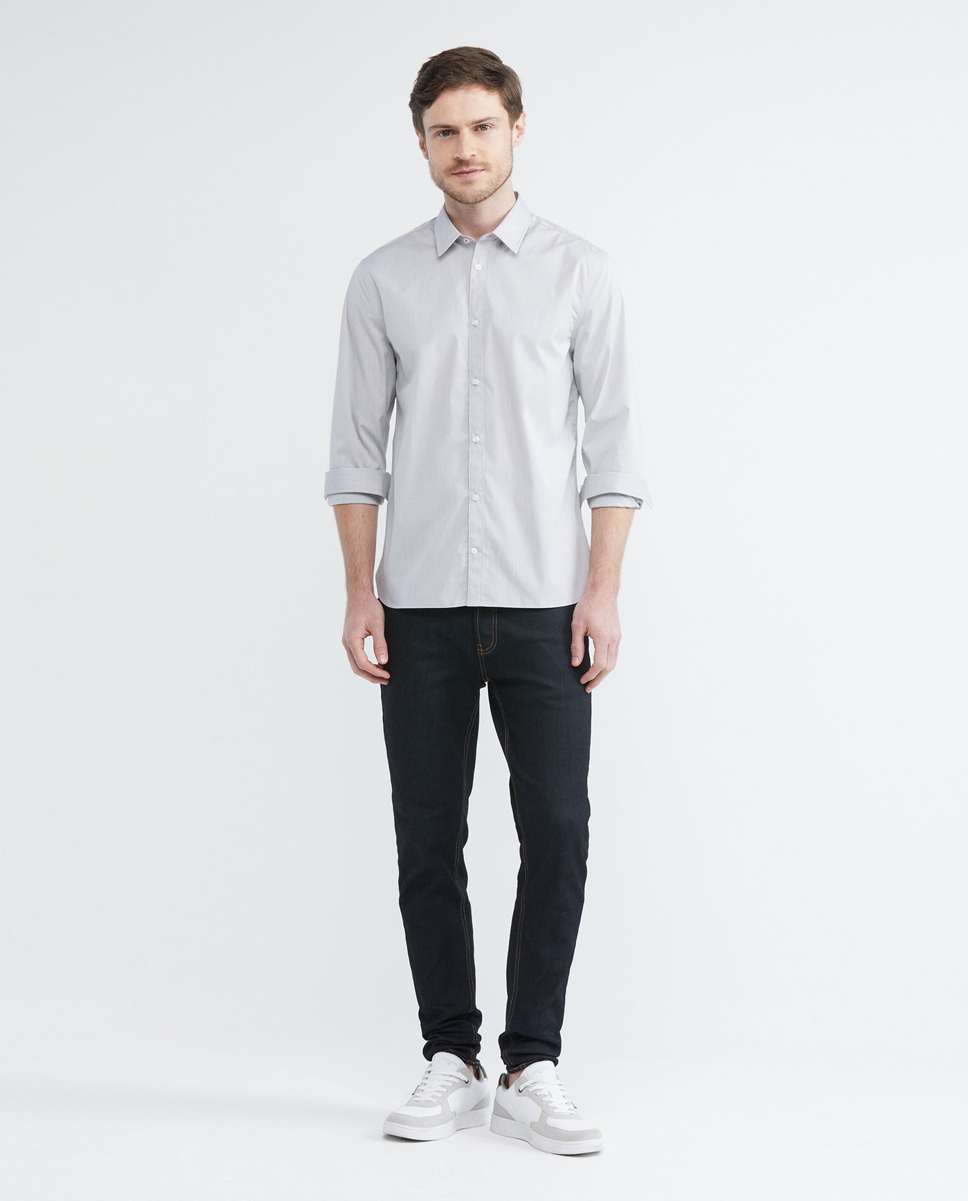 Men's Long Sleeve Mini Check Shirt Dobby Comfort Coolmax 612E030 - 2