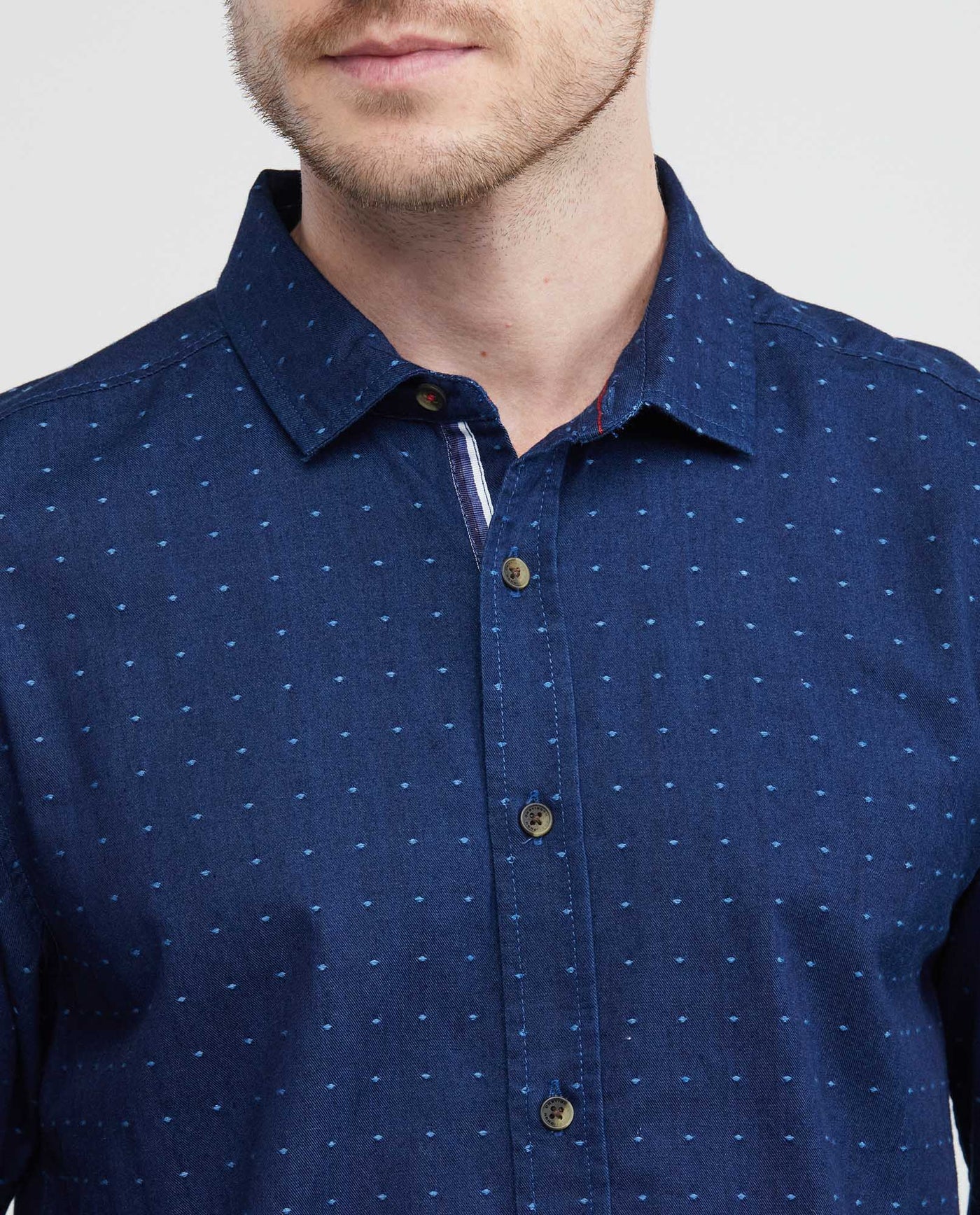 Men's Slim Fit-Shirts - Blue 612E032 - 3