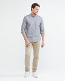 CLASSIC FIT STRIPED COTTON SHIRT IN GRAY