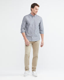 CLASSIC FIT STRIPED COTTON SHIRT IN GRAY