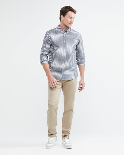 CLASSIC FIT STRIPED COTTON SHIRT IN GRAY