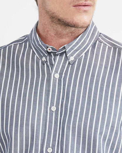 CLASSIC FIT STRIPED COTTON SHIRT IN GRAY