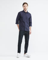 Men's Long Sleeve Slim Fit Shirt Mini Print in Cotton 612E034 - 2