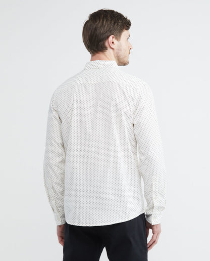 Men's Shirt, Slim Fit Long Sleeve - Mini Print - White - 4