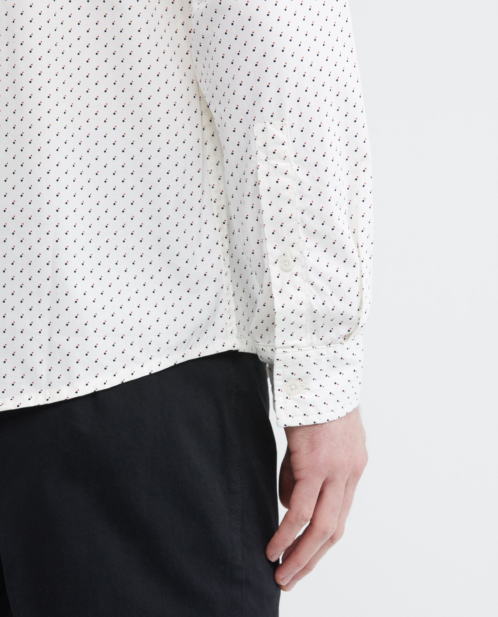 Men's Shirt, Slim Fit Long Sleeve - Mini Print - White - 5