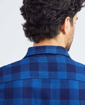 Men's Slim Fit Long Sleeve Reversible Double-Face Check Shirt in Cotton 612F004 - 7