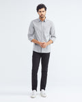 Men's Slim Fit Long Sleeve Striped Shirt Pocket Side Label in Cotton-Elastane Blend 612F006 - 2