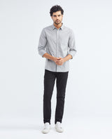 Men's Slim Fit Long Sleeve Striped Shirt Pocket Side Label in Cotton-Elastane Blend 612F006 - 2