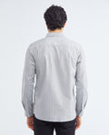 Men's Slim Fit Long Sleeve Striped Shirt Pocket Side Label in Cotton-Elastane Blend 612F006 - 4