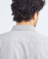 Men's Slim Fit Long Sleeve Striped Shirt Pocket Side Label in Cotton-Elastane Blend 612F006 - 5