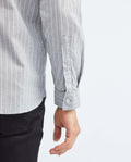Men's Slim Fit Long Sleeve Striped Shirt Pocket Side Label in Cotton-Elastane Blend 612F006 - 6