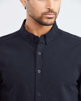 Men's Slim Fit Long Sleeve Textured Shirt Button-Down Red Band Details in Cotton 612F015 - 3