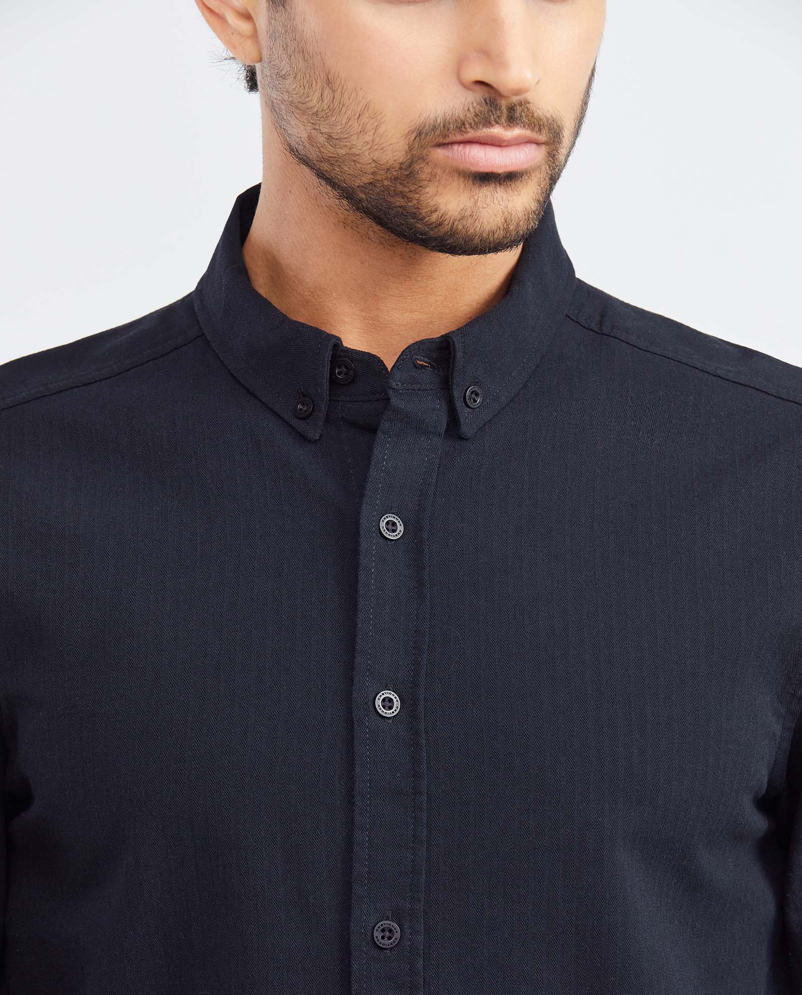 Men's Slim Fit Long Sleeve Textured Shirt Button-Down Red Band Details in Cotton 612F015 - 3
