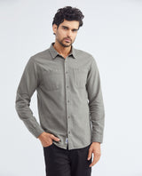 Men's Classic Fit Long Sleeve Dyed Full Fabric Shirt Pockets Red Internal Threads in Cotton 612F017 - 1