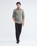 Men's Classic Fit Long Sleeve Dyed Full Fabric Shirt Pockets Red Internal Threads in Cotton 612F017 - 2