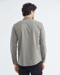 Men's Classic Fit Long Sleeve Dyed Full Fabric Shirt Pockets Red Internal Threads in Cotton 612F017 - 5
