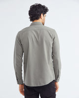 Men's Classic Fit Long Sleeve Dyed Full Fabric Shirt Pockets Red Internal Threads in Cotton 612F017 - 5