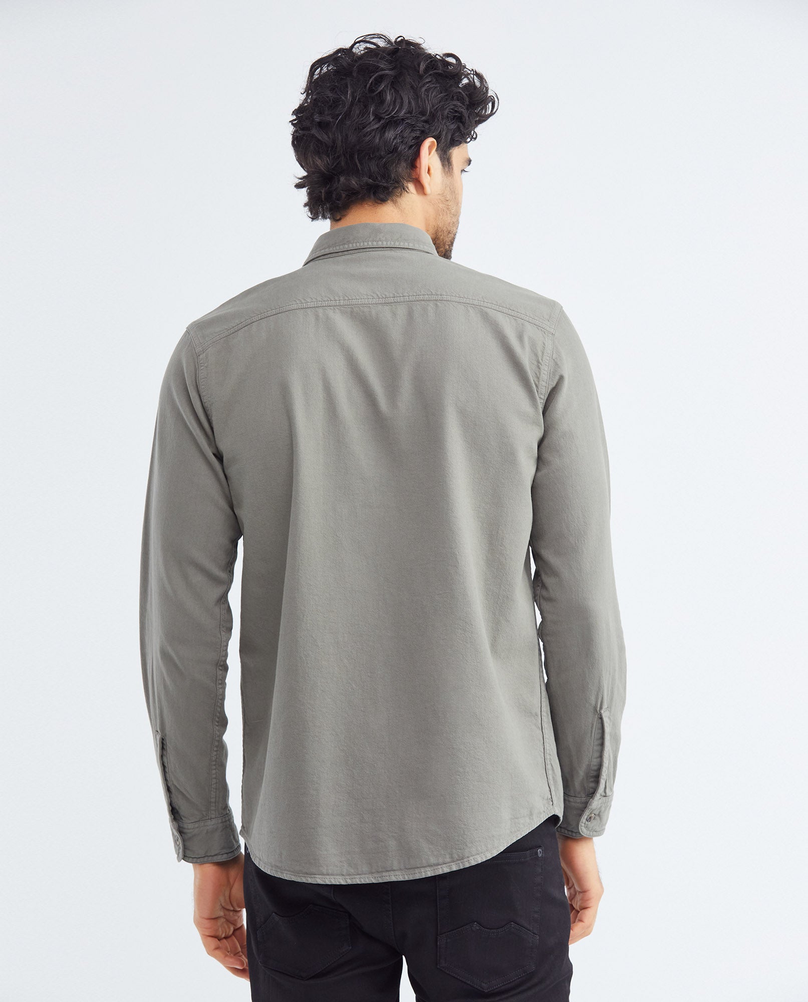 Men's Classic Fit Long Sleeve Dyed Full Fabric Shirt Pockets Red Internal Threads in Cotton 612F017 - 5