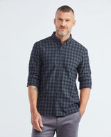 Men's Slim Fit Long Sleeve Button-Down Shirt Contrast Yoke Loops Red Thread in Cotton Stretch Blend 612F019 - 1