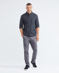 Men's Slim Fit Long Sleeve Button-Down Shirt Contrast Yoke Loops Red Thread in Cotton Stretch Blend 612F019 - 2