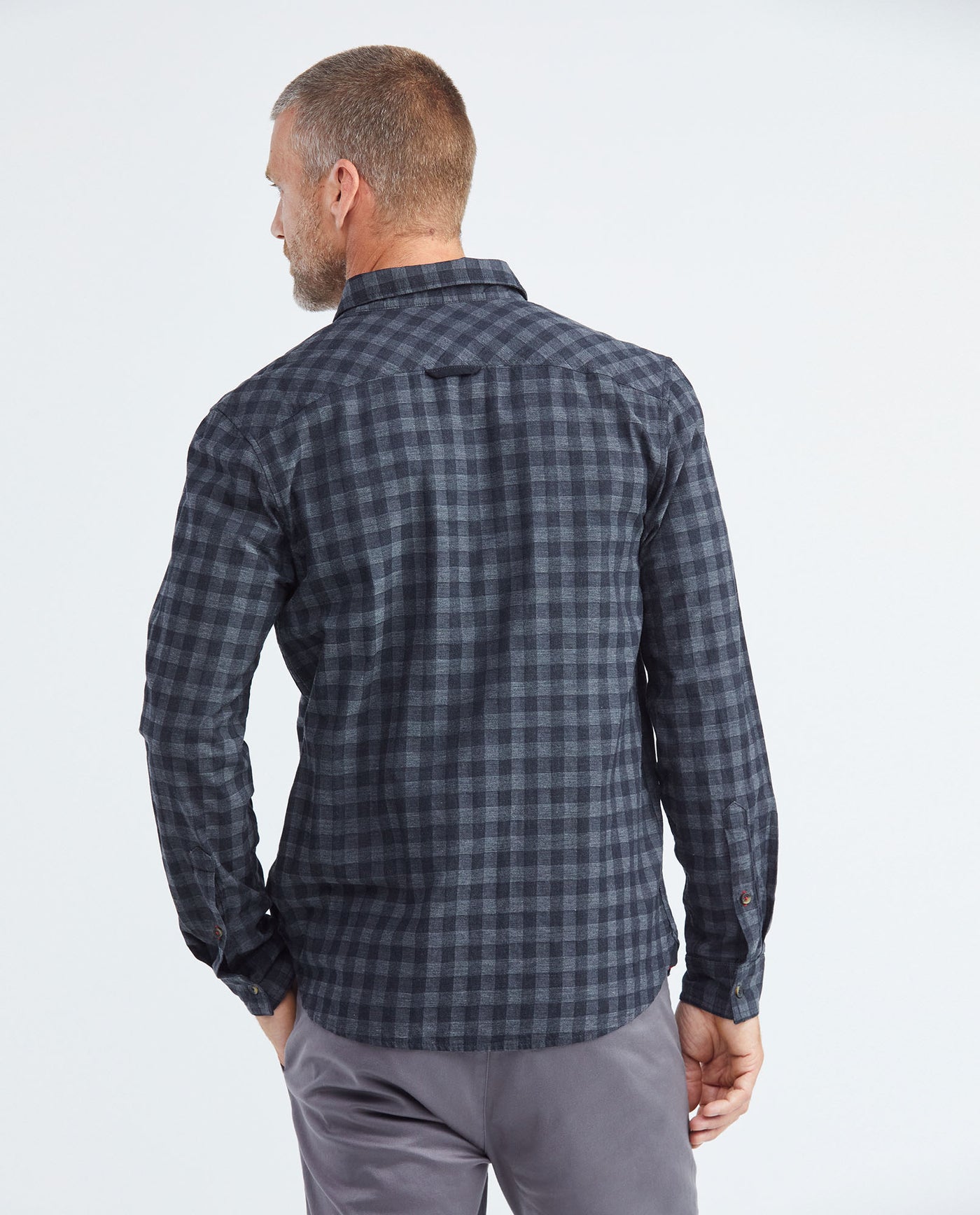 Men's Slim Fit Long Sleeve Button-Down Shirt Contrast Yoke Loops Red Thread in Cotton Stretch Blend 612F019 - 5