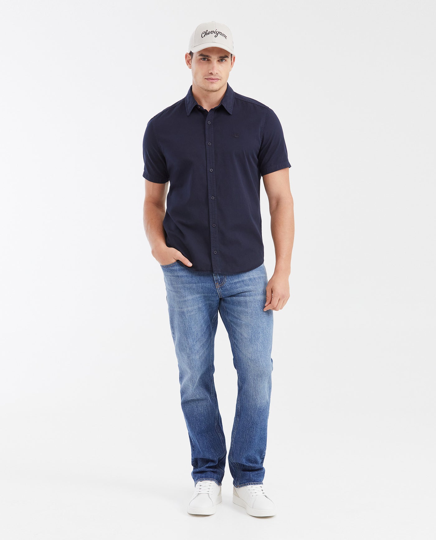 Men's Slim Fit Denim-Style Cotton Twill Casual Shirt - 2