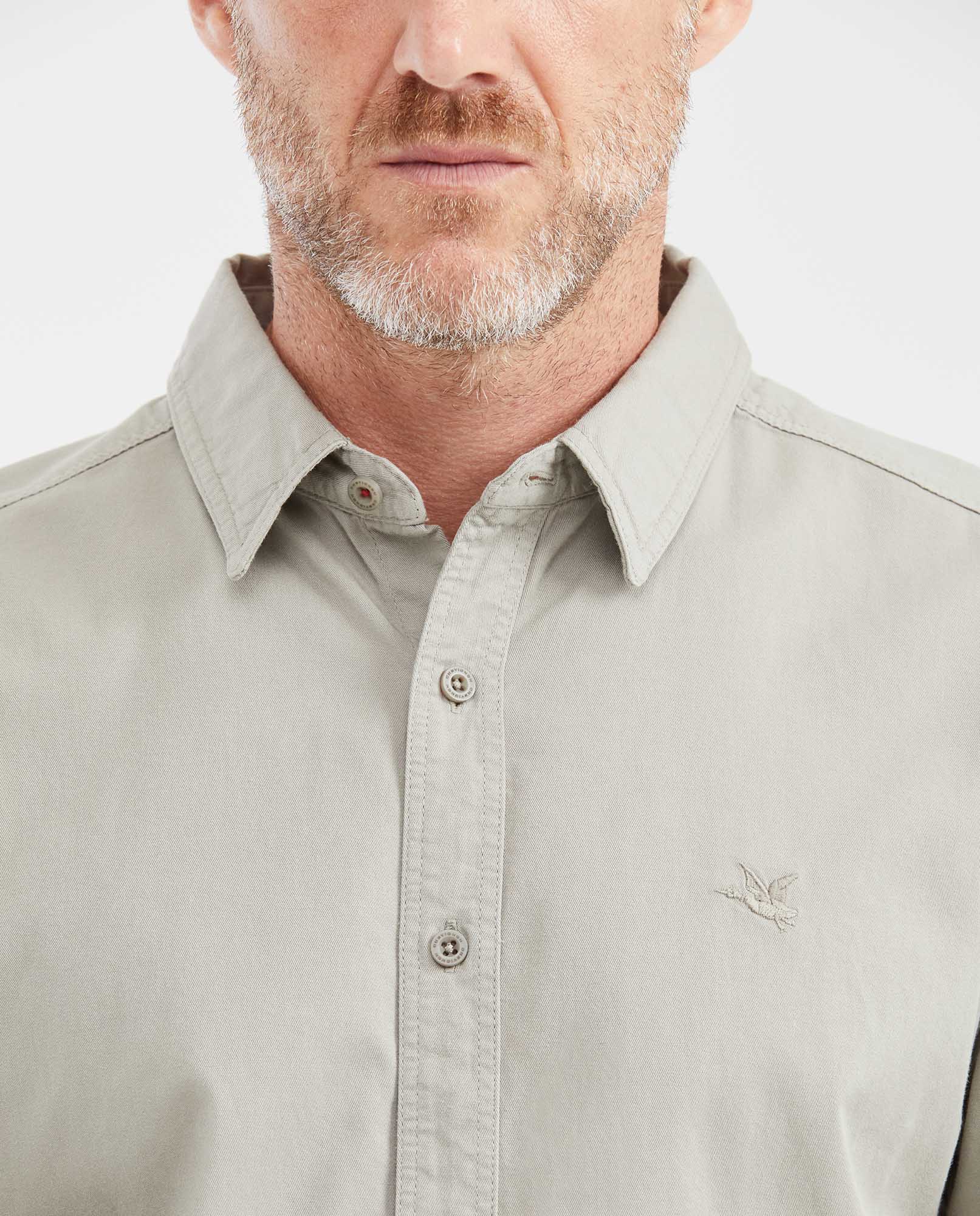 Men's Slim Fit Denim-Style Cotton Twill Casual Shirt - 3