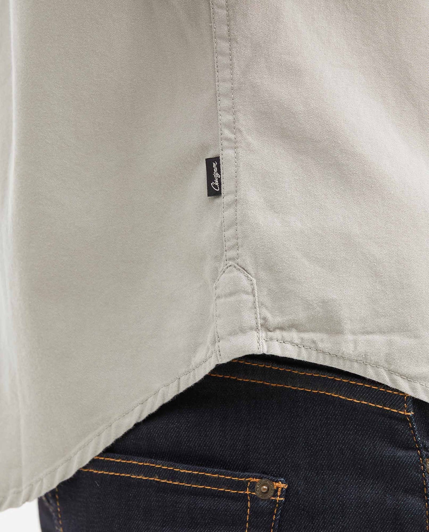 Men's Slim Fit Denim-Style Cotton Twill Casual Shirt - 4