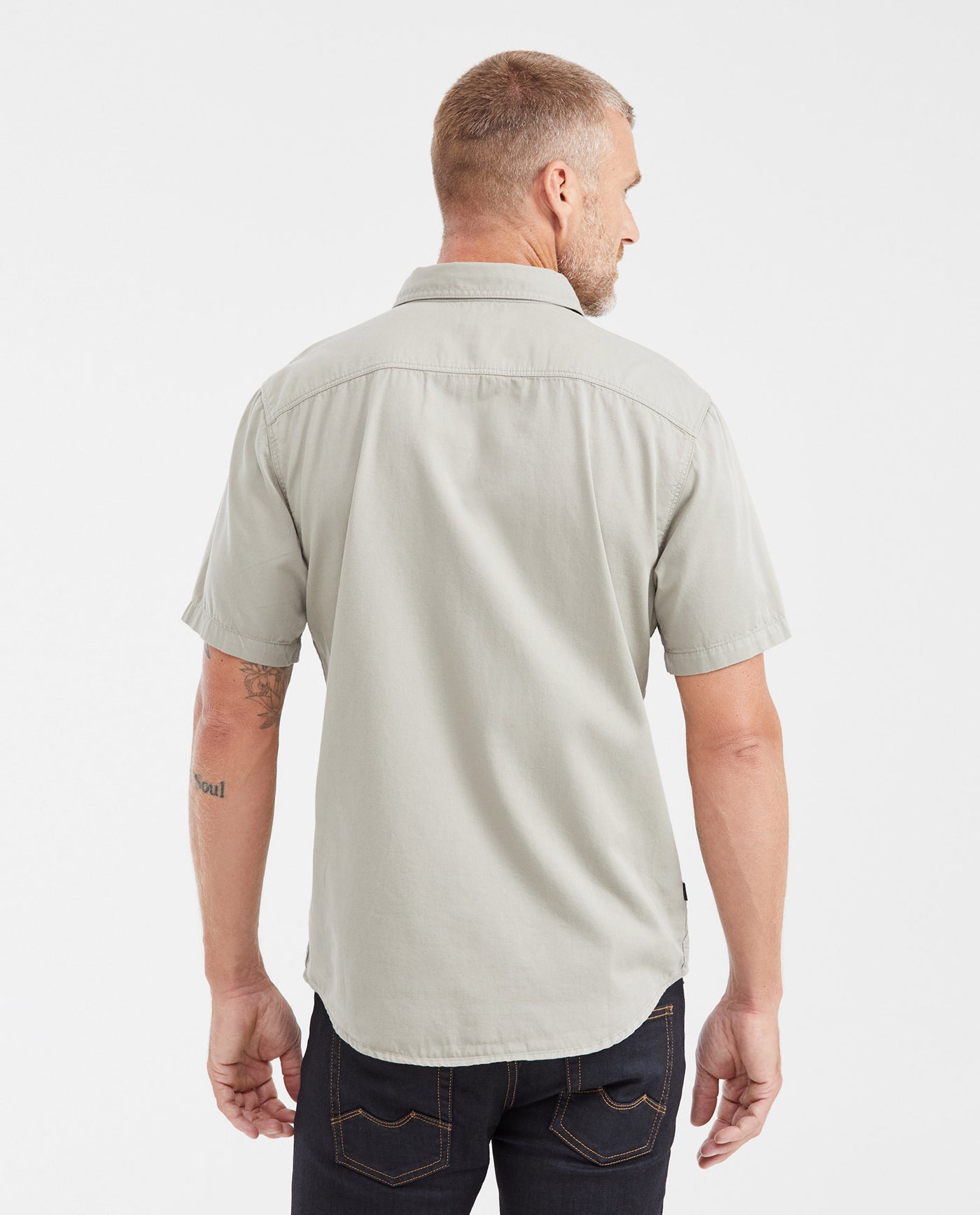 Men's Slim Fit Denim-Style Cotton Twill Casual Shirt - 5