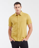 Men's Slim Fit Denim-Style Cotton Twill Casual Shirt - 1