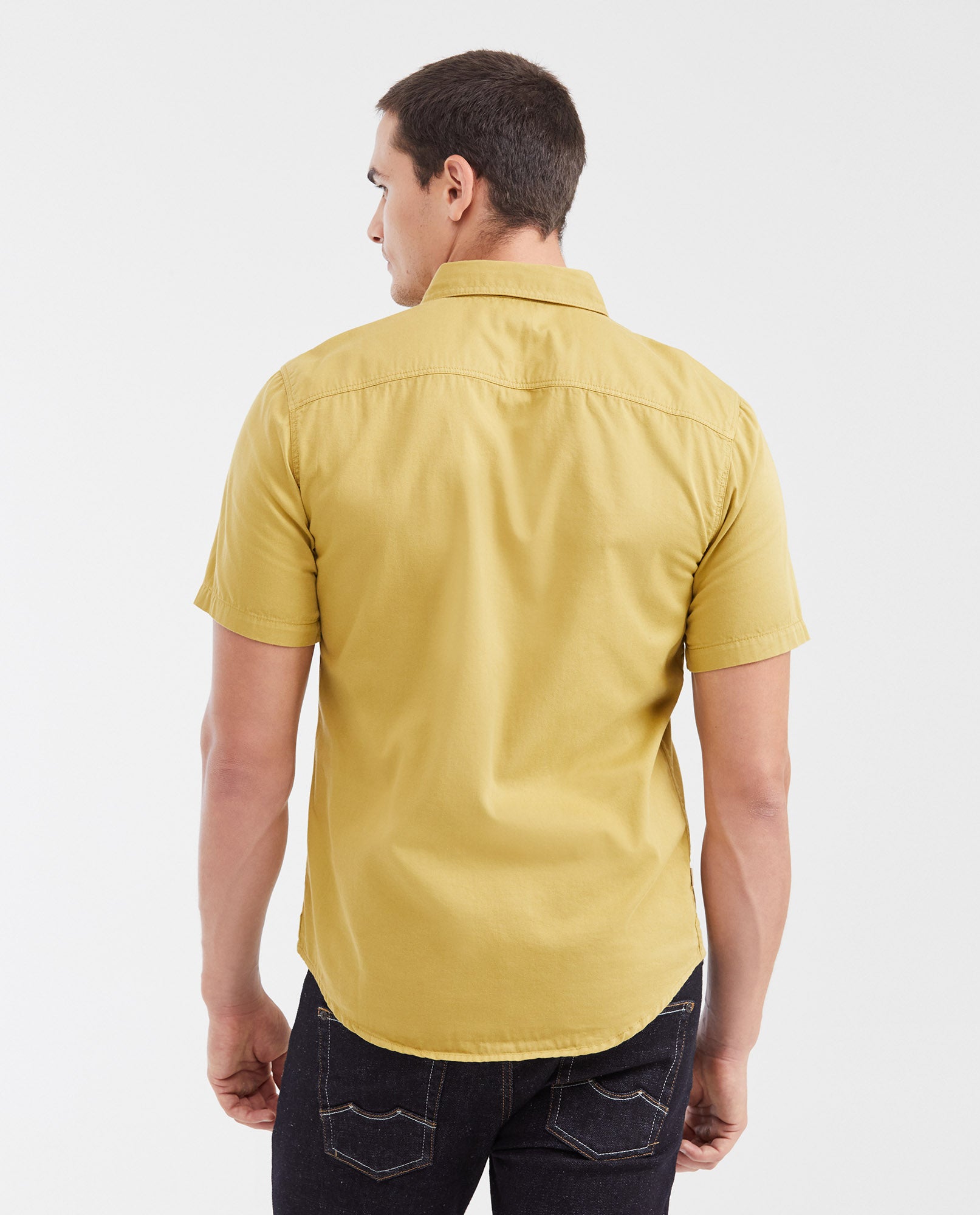 Men's Slim Fit Denim-Style Cotton Twill Casual Shirt - 5