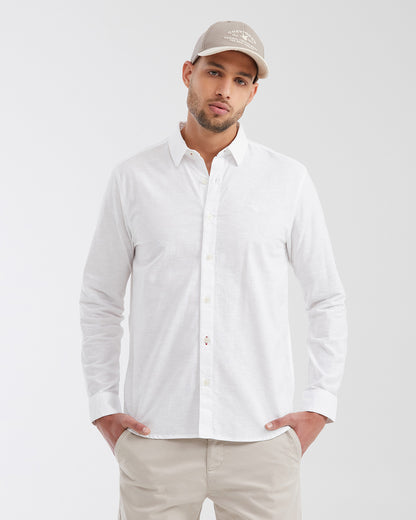 Slim fit long sleeve linen Shirt in white color