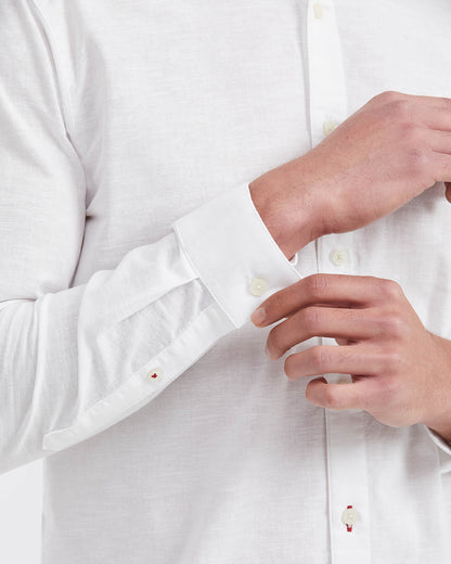Slim fit long sleeve linen Shirt in white color