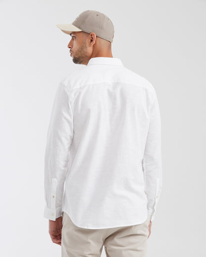 Slim fit long sleeve linen Shirt in white color