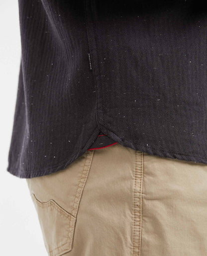 Men's Slim Fit Long Sleeve Herringbone Texture Shirt - Black - 4