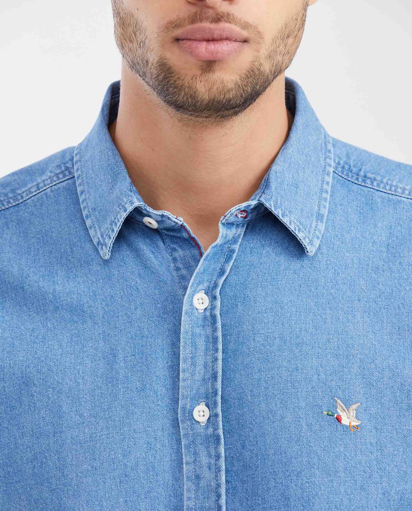 Men's Classic Fit Cotton Denim Short-Sleeve Shirt - 3