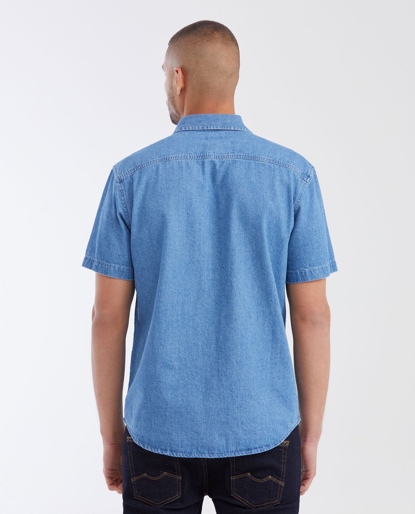 Men's Classic Fit Cotton Denim Short-Sleeve Shirt - 4