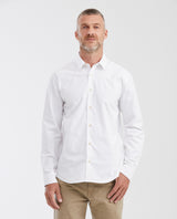 Men's Long Sleeve Classic Fit Shirt with Mini Ribbed Texture - White 612G017 - 1