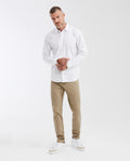 Men's Long Sleeve Classic Fit Shirt with Mini Ribbed Texture - White 612G017 - 2