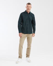 Men's Long Sleeve Classic Fit Shirt with Mini Ribbed Texture - Green - 2