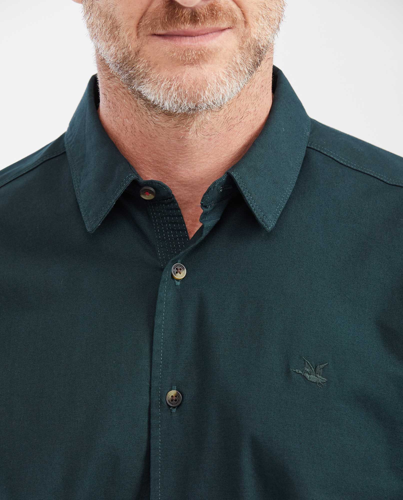 Men's Long Sleeve Classic Fit Shirt with Mini Ribbed Texture - Green - 3