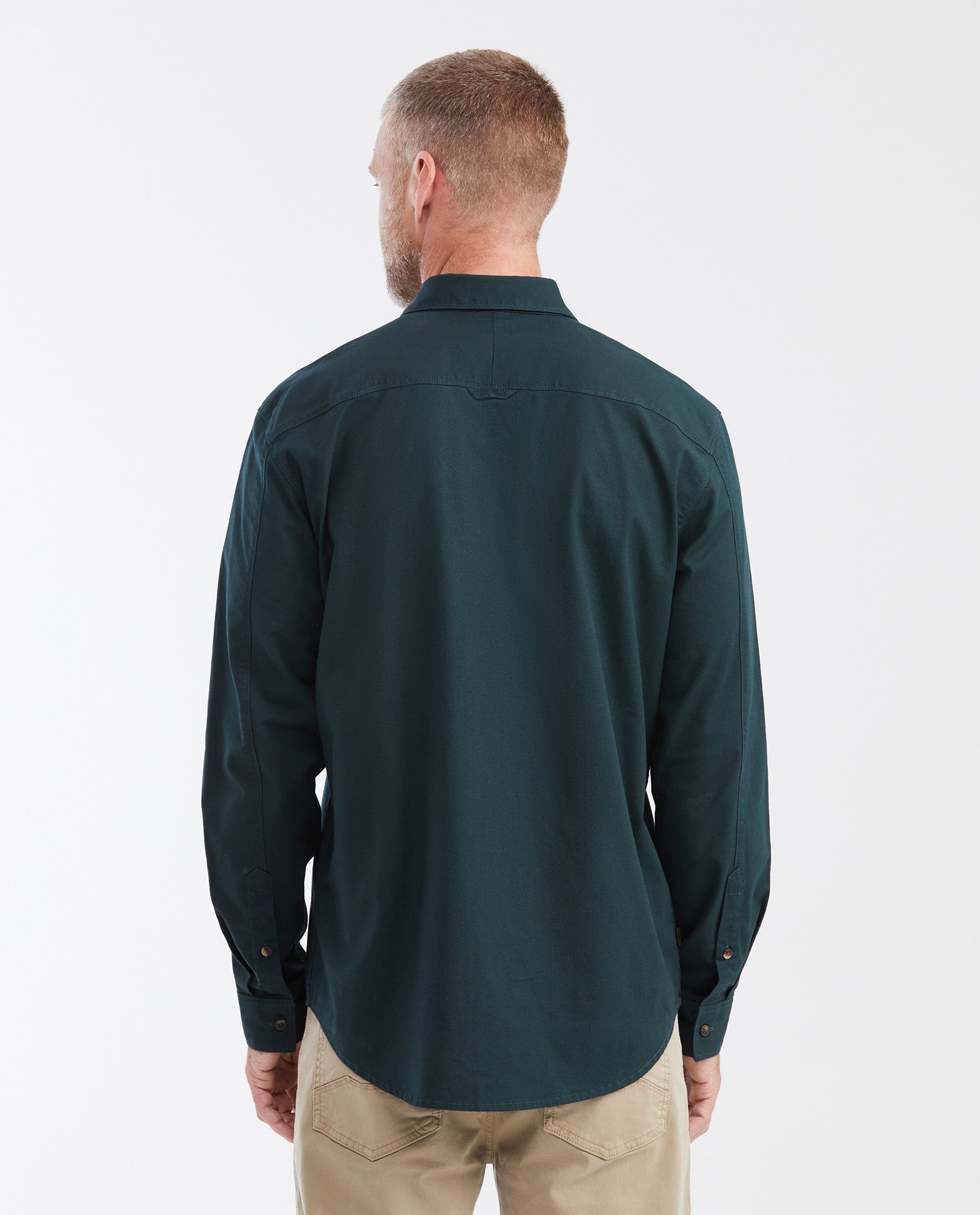 Men's Long Sleeve Classic Fit Shirt with Mini Ribbed Texture - Green - 4
